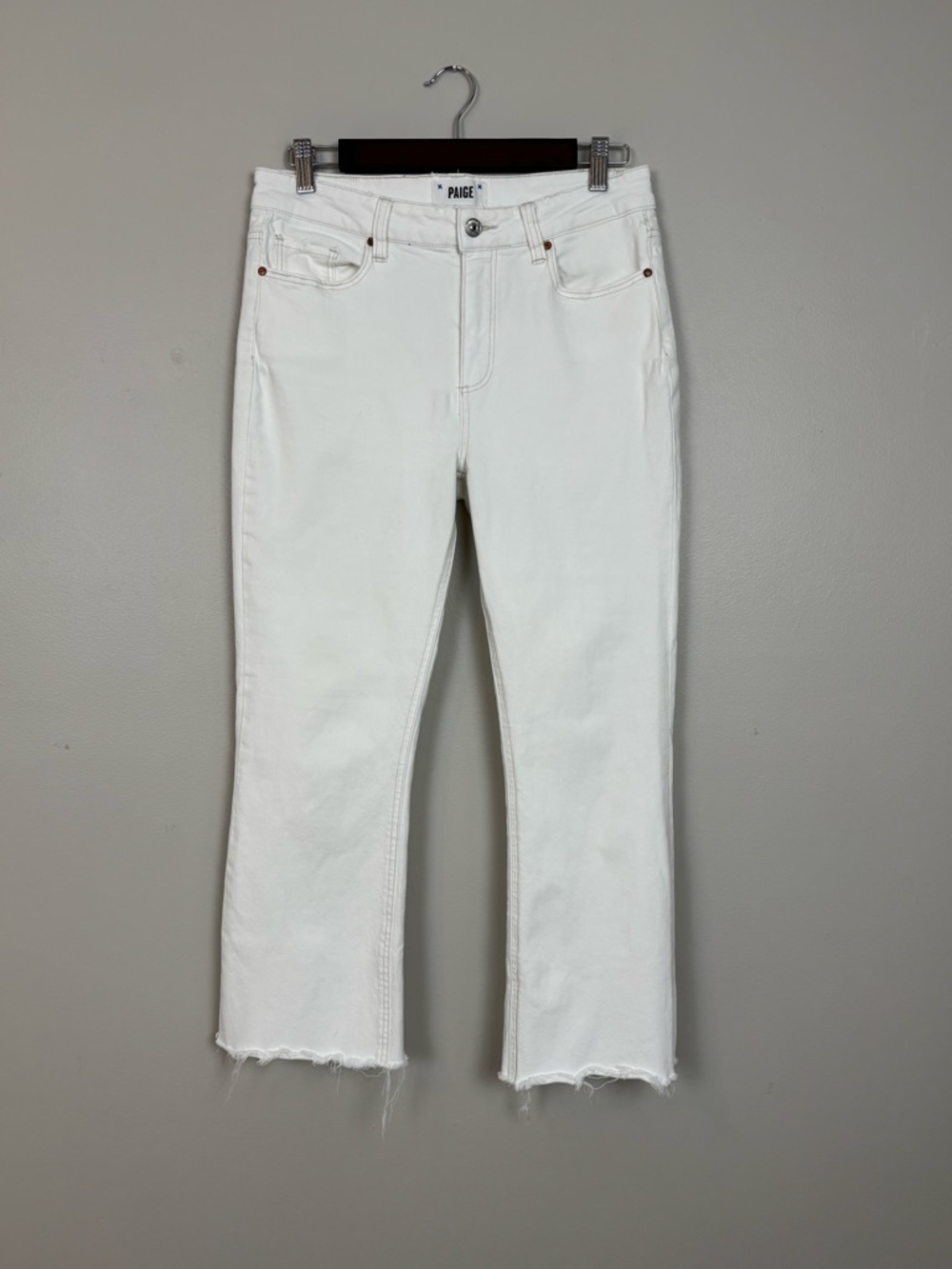 Paige Jeans Womens 29 Colette Crop Flare Mid Rise Stretch Denim in White